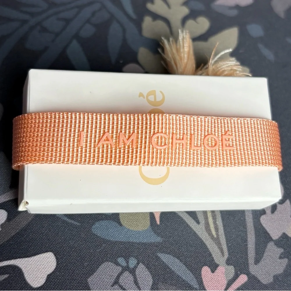 Chloé Authentic “I AM CHLOE”Parfum Peach Woven Tassle Adjustable Bracelet (BNIB) - Picture 2 of 6